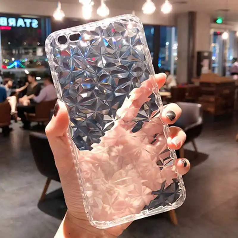 3D чехол со стразами для iphone XS Max, чехол для iphone XR X 7 6S 6 8 Plus SE 5 S 5S, мягкий чехол из ТПУ с геометрическим рисунком ромба, чехол для телефона s