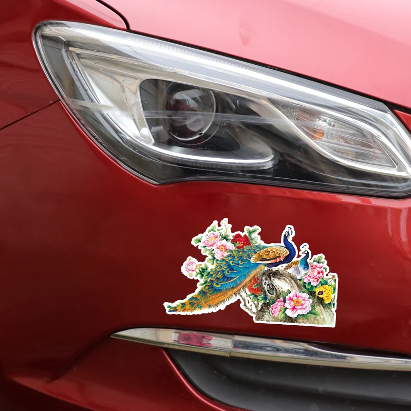 YJZT 17*10CM Coolest Colored Peacock Decor Car Sticker Graphic Accessories Personalized 11A0007 | Автомобили и мотоциклы