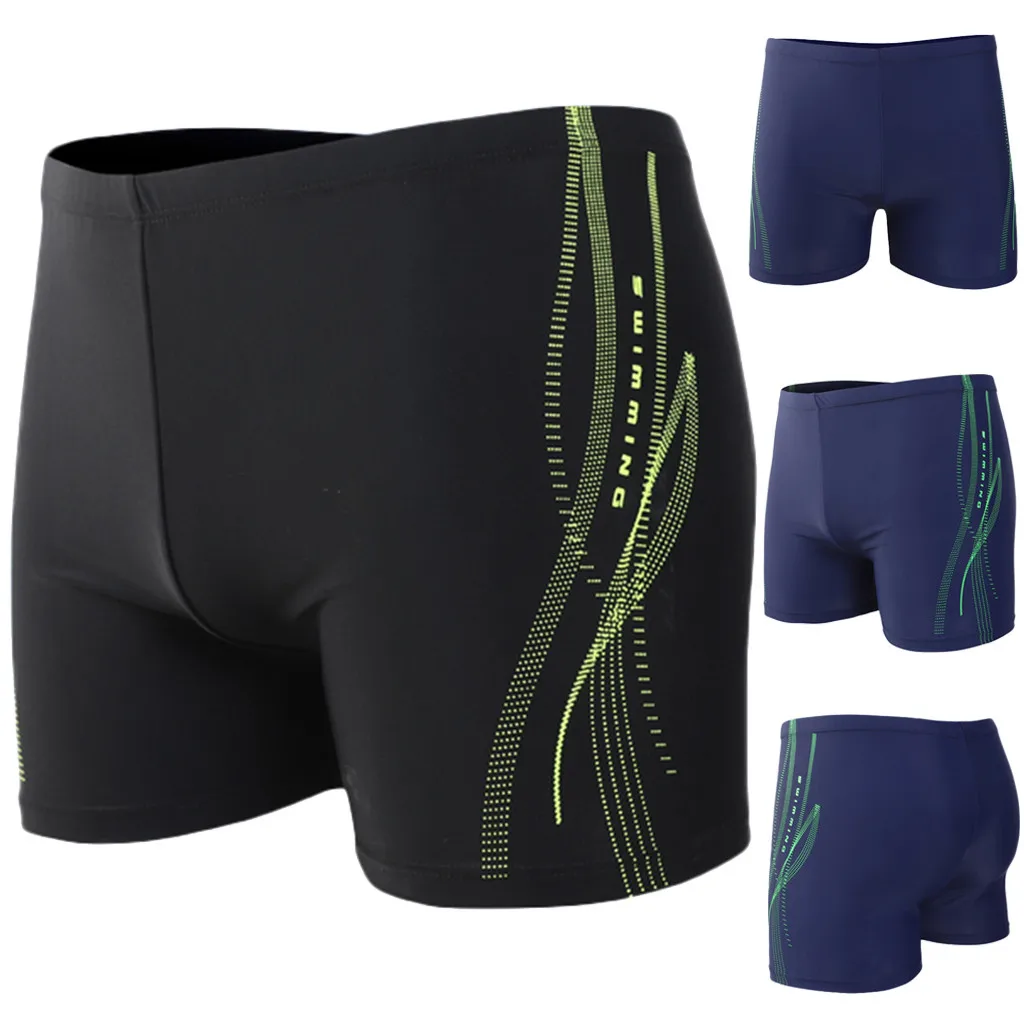 Мужские плавки с пламенным узором боксеры шорты купальный костюм черного синего