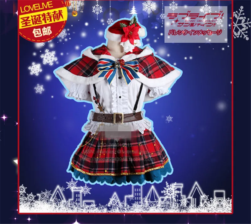 

Aqours Love live sunshine! Рождественское платье Kunikida Hanamaru, осенне-зимний Косплей Костюм A