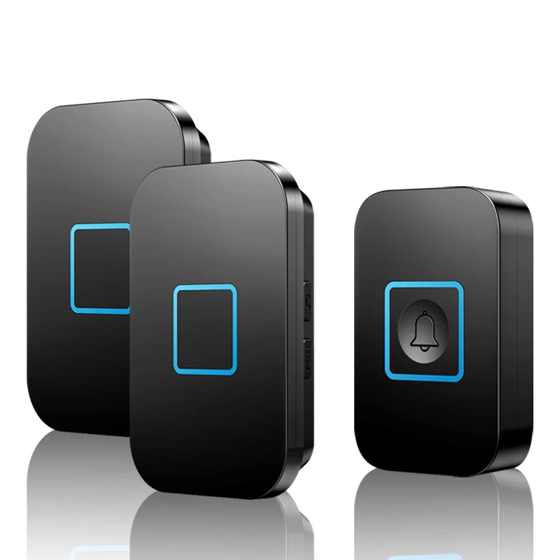1 button 2 receiver CACAZI беспроводной дверной звонок для дома водонепроницаемый 1 2 Передатчик 1 2 3 приемник батарея звонок США ЕС Великобритания AU разъем 300 м Пульт дистанционного управления - Цвет: 1 button 2 receiver