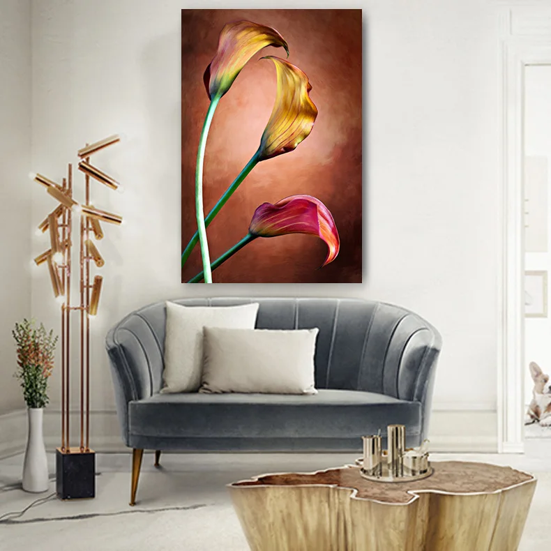 Embelish Free Shipping HD Print Waterproof Canvas Oil Painting For Home Decor Calla Lily Flower Wall Posters Living Room Picture | Дом и сад
