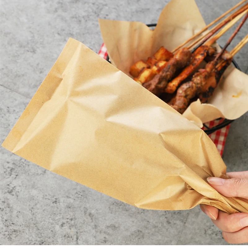 Одноразовый пакет из крафт-бумаги сумка для кебаба упаковки пищевых продуктов