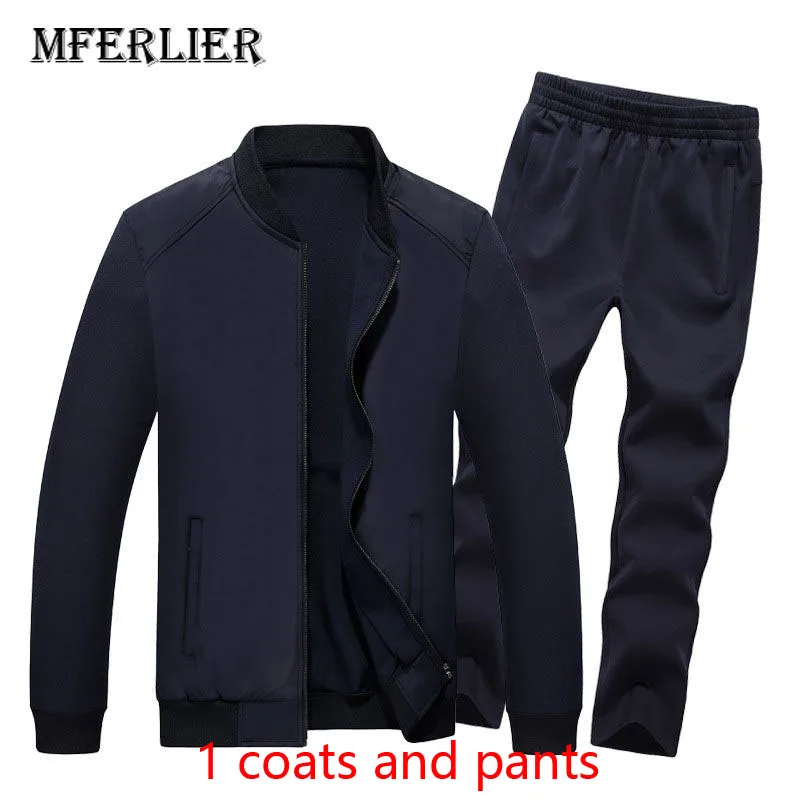 blue(coat and pant) MFERLIER, осенне-зимние куртки для мужчин, большие размеры 5XL 6XL 7XL 8XL 9XL 10XL, обхват груди 146 см, длинный рукав, плюс размер, верхняя одежда для мужчин, 2 цвета - Цвет: blue(coat and pant)
