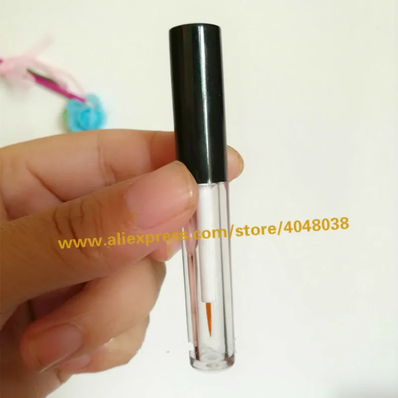 100pcs/lot 2ML Small Empty Clear Eyeliner Tube, Plastic DIY Cosmetic Eyelash Glue Refillable Bottle, Eyeliner Growth Liquid Tube