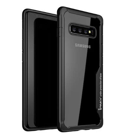 Black IPAKY противоударный чехол для телефона для samsung Galaxy S10 Plus Роскошный прозрачный кремний TPU чехол для samsung S10E чехол - Цвет: Black