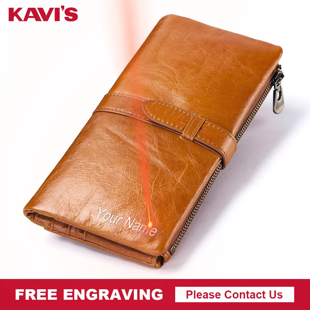 KAVIS, натуральная коровья кожа, Женский кошелек, портмоне, клатч, сумка для денег, на застежке, длинный женский удобный держатель для карт