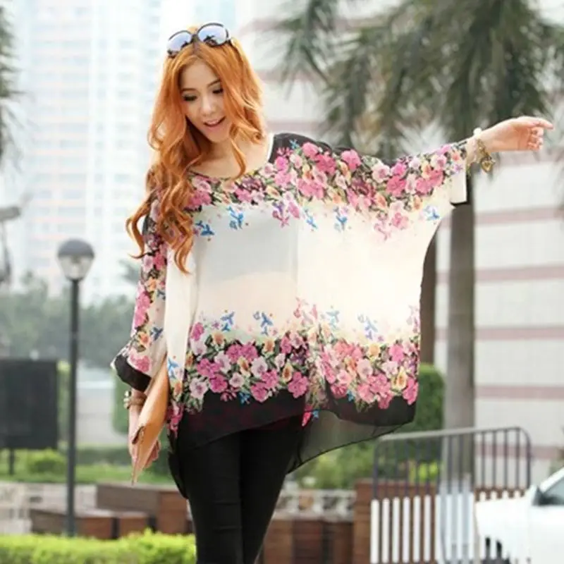 Женская шифоновая блузка с рукавом летучая мышь|chiffon blouse|blouse fashionfashion blouses |