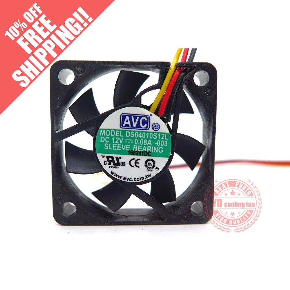 Новый бесшумный микровентилятор AVC DS04010S12L 4010 12 В 3 контакта 4 см