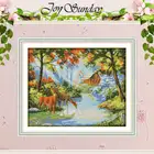 Набор для вышивки крестиком 11CT 14CT, твит оленя в The Creek, оптовая продажа, Набор для вышивки крестиком сделай сам