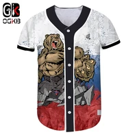 ogkb brand russia baseball jersey bear 3d whole body printing war sport running 2019 cardigan shirt 6xl
