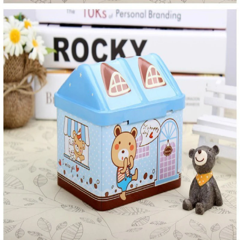 1 шт. Копилка Новая креативная металлическая коробка для денег в виде домика