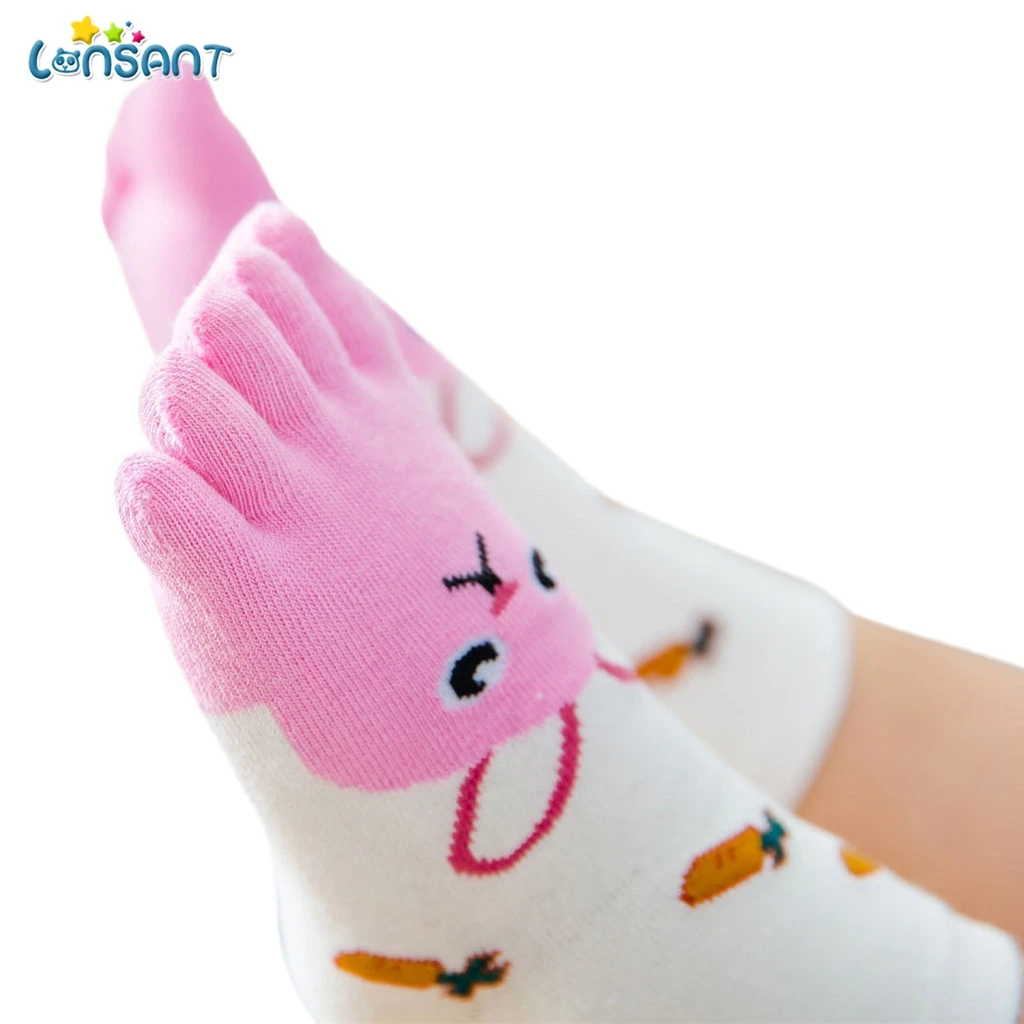 

LONSANT Soft Suitable Cotton Boys Girls Socks Cute Cartoon Animal Five Fingers Anti Slip Cotton Socks For Baby Boy Girl Socks