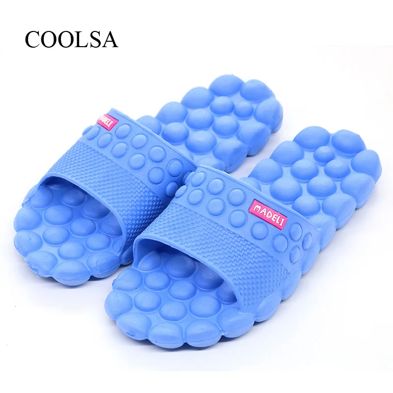 COOLSA/женские летние однотонные Нескользящие массажные шлепанцы на плоской