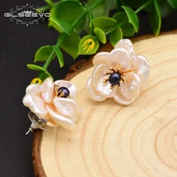 100%925 silver tremella nail baroque pearls flowers stud earrings