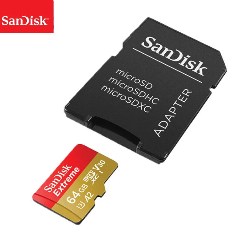 Карта памяти SanDisk Extreme Micro SD 128 ГБ 64 32 microSDHC/microSDXC U3 скорость чтения до 160 МБ/с./с UHD 3D 4K