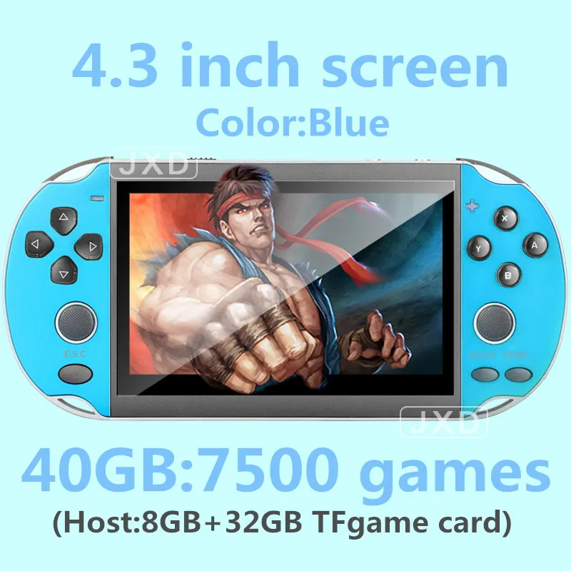 4.3Blue 7500 games 4,3 дюймовый двойной джойстик Цветной Ручной игровой консоли встроенный в 7500 игр поддержка fc/gb/gbc/gba/ps1/аркадная игра mp3/4 dv dc - Цвет: 4.3Blue 7500 games