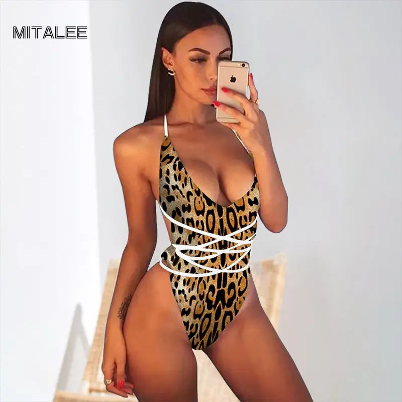 Женский купальник с принтом змеи MITALEE Монокини бандаж бикини женский пляжный