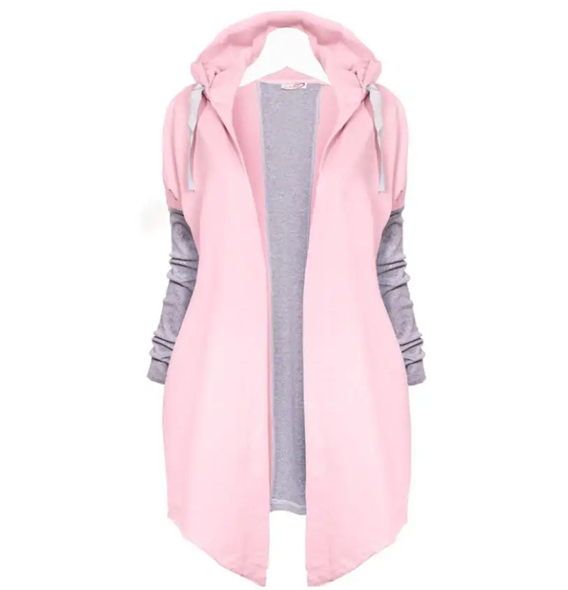 Женская верхняя одежда в стиле пэчворк повседневная длинная туника-худи на