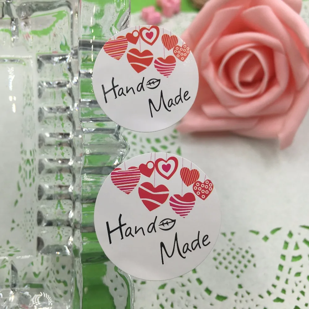 100 шт. "Hand Made" Круглый Белый крафт конфеты этикетка наклейка DIY стикер Для Свадебные украшения