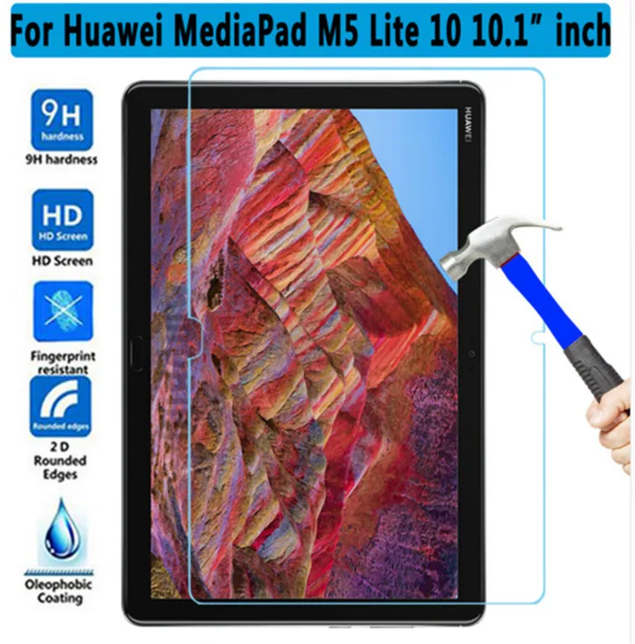 

Закаленное стекло 9H для защиты экрана Huawei MediaPad M5 lite 10 10,1 ", Защитная пленка для планшета + инструменты для очистки экрана