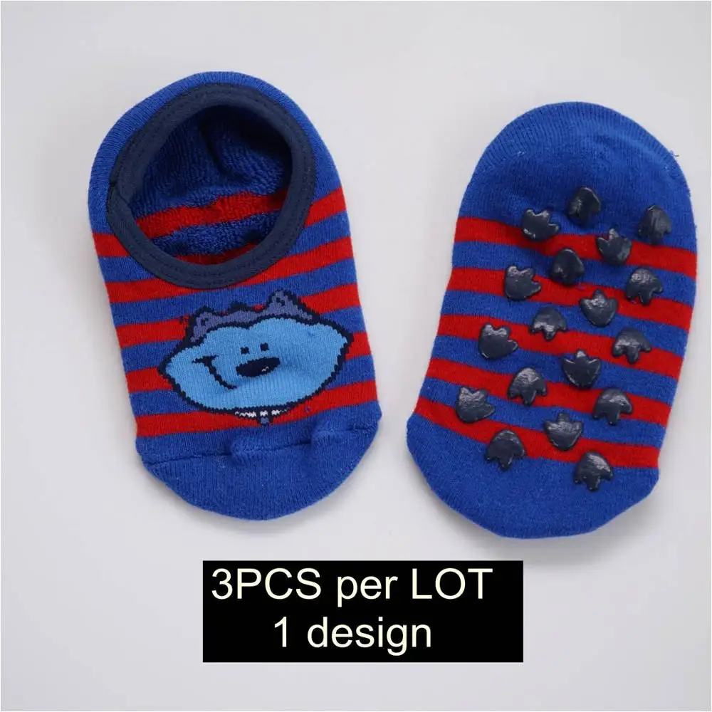 3pcs one lot 3 шт./лот) осенне-зимние носки милые детские короткие носки унисекс для мальчиков и девочек противоскользящие носки-тапочки с героями мультфильмов От 4 до 12 лет - Цвет: 3pcs one lot