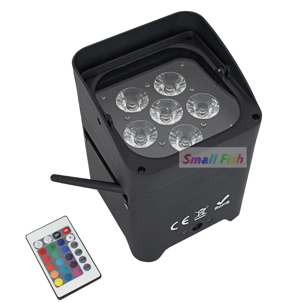 Беспроводной сценический светильник с аккумулятором Power RGBWY UV 6IN1 LED Par Can Light Wi-Fi и