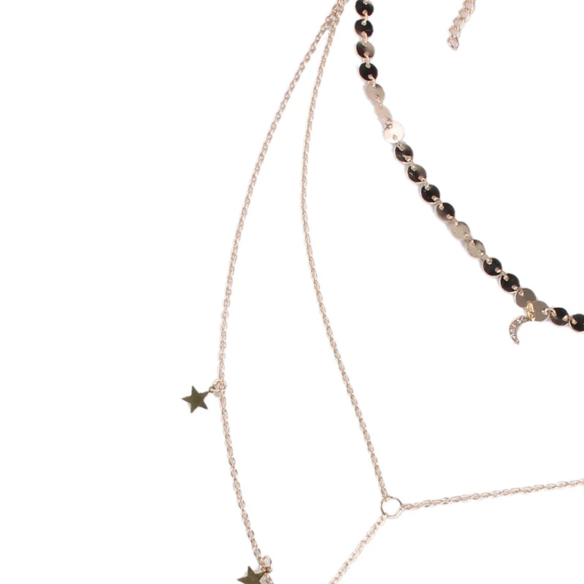 DiLiCa Korean Fashion Choker Necklaces for Women Layering Alloy Star Chain Necklace Pendant Female Long Pendants | Украшения и