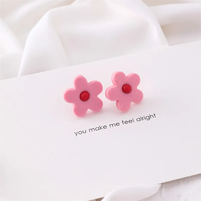 6 видов цветов милые женские серьги-гвоздики из смолы с ромашками и цветами