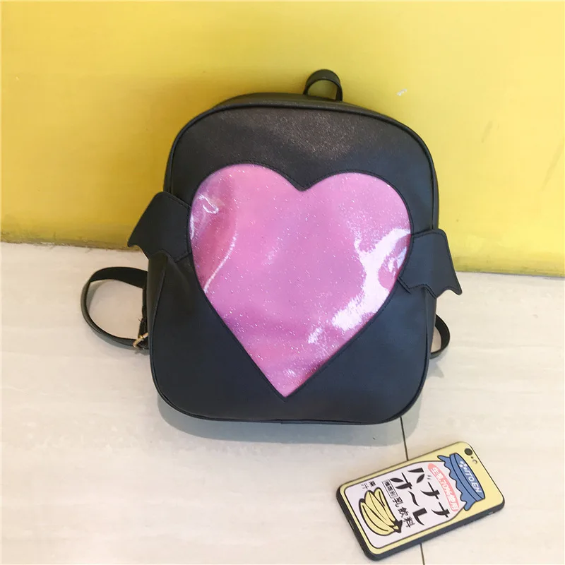 Devil backpack Модные ангельские крылья рюкзак для женщин в форме сердца Ita сумка мини-рюкзаки из ПУ кожи для девочек Школьный Рюкзак Для Путешествий - Цвет: Devil backpack