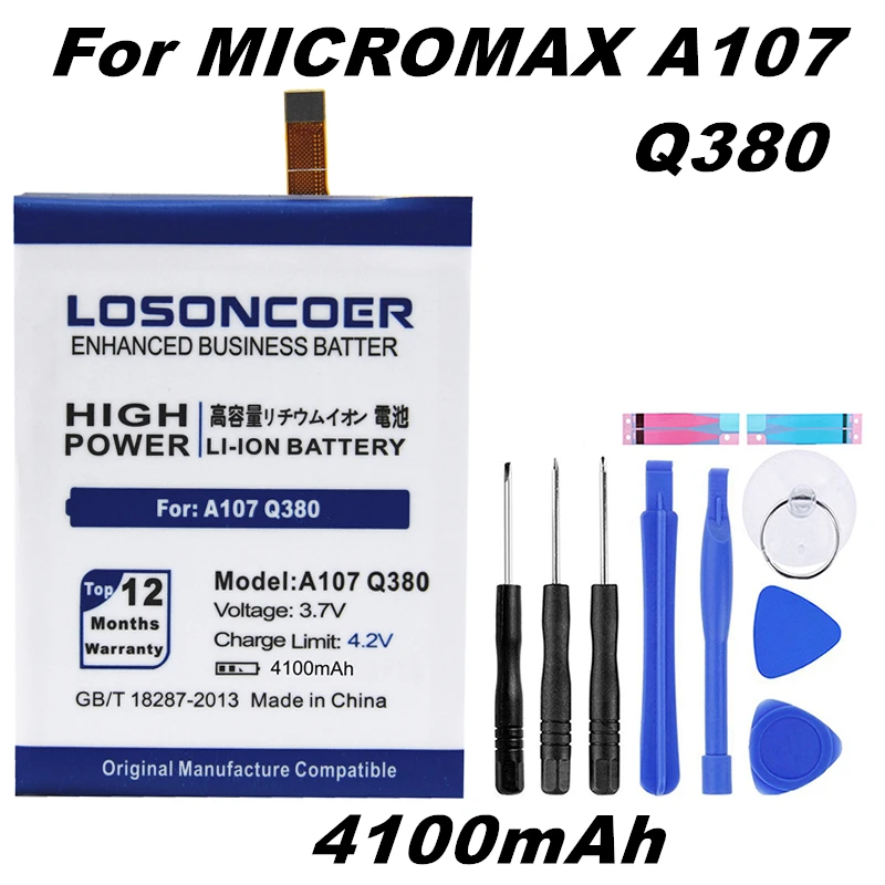 LOSONCOER высокоемкая сменная батарея 4100 мАч для Micromax A107 Q380 + Подарочные инструменты