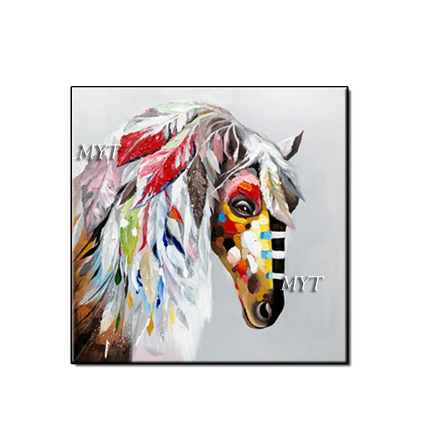 

Wholesale Indian color horse Handmade abstract oil painting wall art pictures on canvas for indoor home decoration no framed