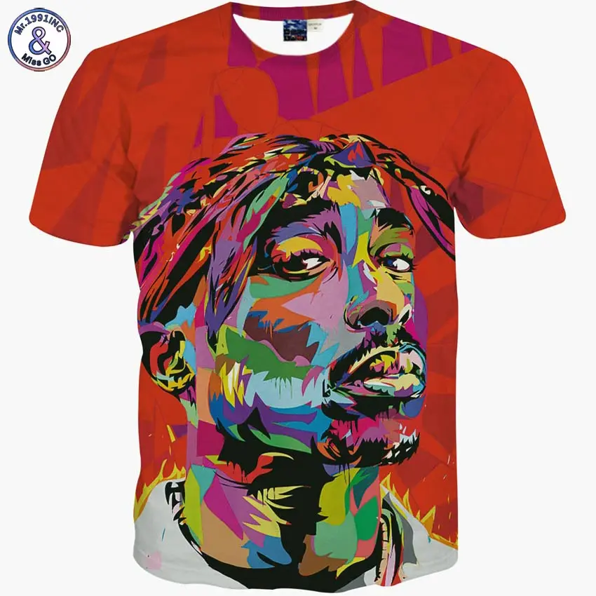 Модная Летняя мужская 3D Футболка с принтом rapper Tupac 2Pac футболка коротким рукавом