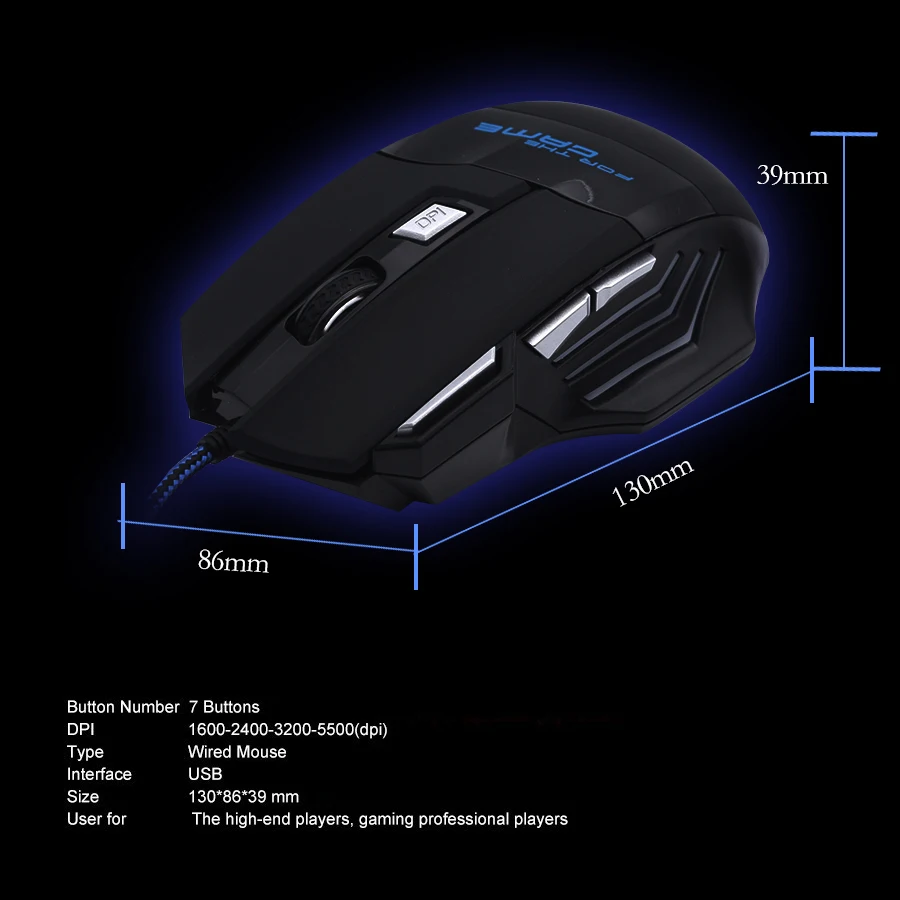 FASTDISK Проводная игровая мышь 7 кнопок dpi светодиодный оптический USB геймер
