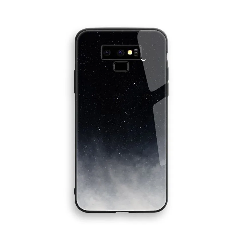 as picture 2 Чехол из окрашенного стекла для samsung galaxy Note 9, чехол из закаленного стекла, ТПУ, противоударный чехол s для samsung Note 8, s9, s8 plus - Цвет: as picture 2