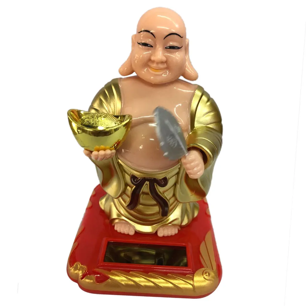 Фигурка Будды пластиковая игрушка на солнечной батарее для детей украшение