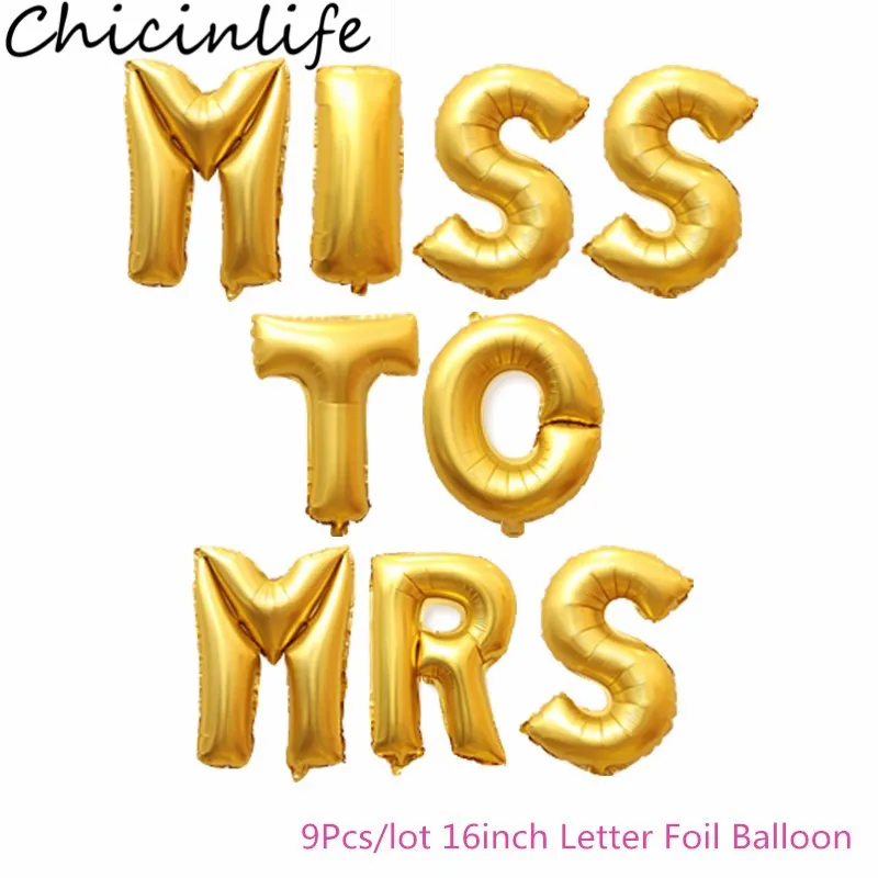 Шар из фольги с надписью Miss To Mrs 9 шт./лот 16 дюймов | Дом и сад