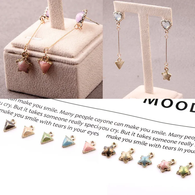 

Enamel Alloy Triangle Star Eardrop Fluorescence Bracelet Earring Pendant Necklace Jewelry Accessories Diy Handmade Material 6pcs