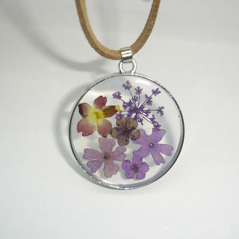Resin Dried Flower Pendant Necklace For Women Natural Short Accessories | Pendants