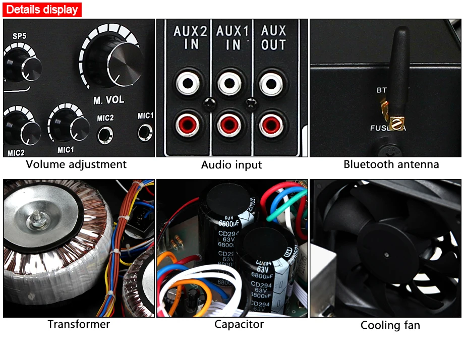OUPUSHI HT-1.2AT 5 зон 120 Вт pa Усилитель oupushi с usb bluetooth цифровой усилитель
