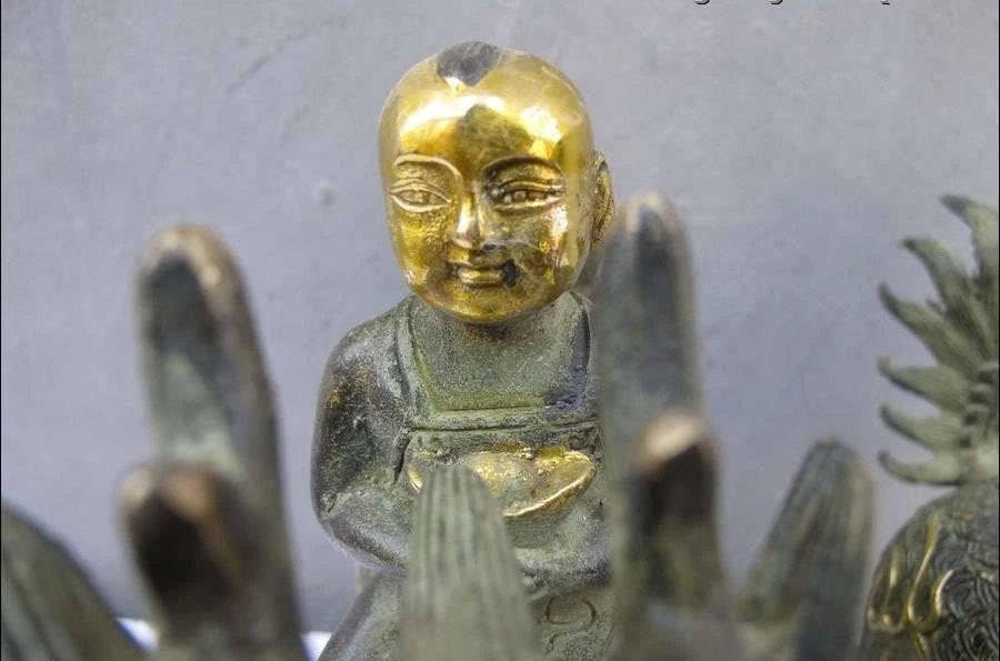 China Feng Shui Bronze Gilt Lucky Yuanbao Wealth baby Dragon kylin statue pair | Дом и сад
