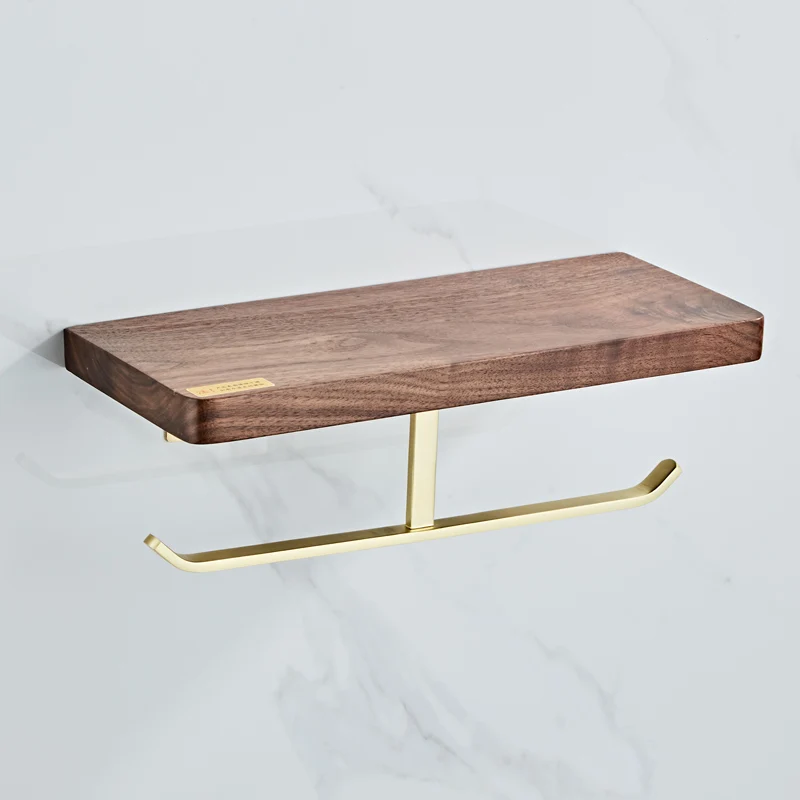 

Bathroom Accessories Set Wood & Coppe Paper Holder Soap dish Towel Rack Corner Shelf Toilet Brush Holder Bath Hardware Set