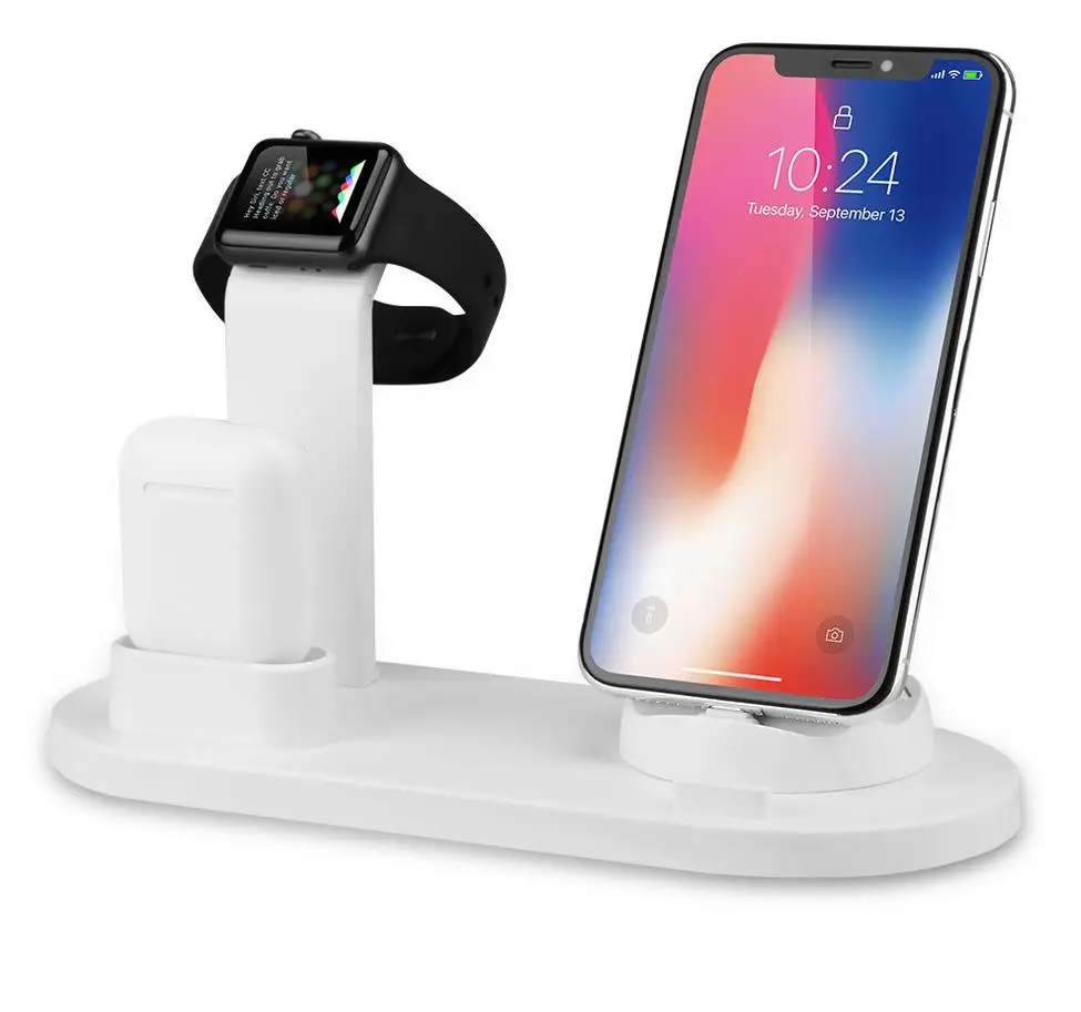 Зарядная док станция 3 в 1 для airpods iPhone X XR XS Max быстрой зарядки 8 7 Plus 6S 6 быстрая