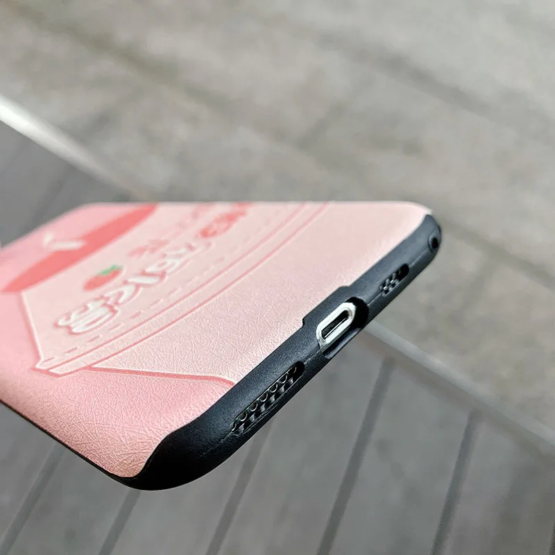 Ins молоко клубника напиток iphonexs телефон чехол iphone7/8 плюс весело iphoneXSMAX шелк