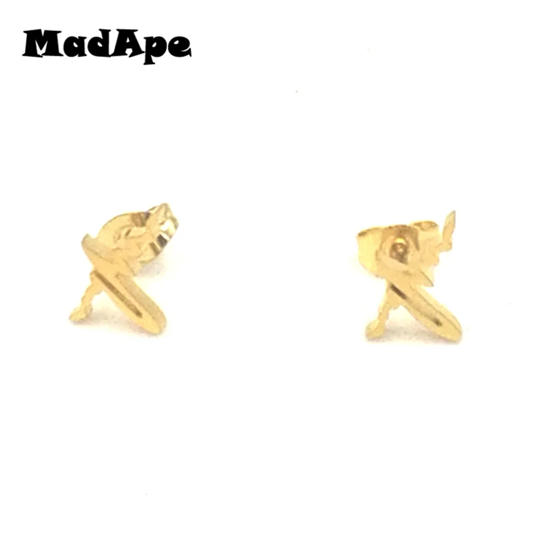 Женские серьги-гвоздики MadApe из нержавеющей стали 316L простые золотистые с ЭКГ