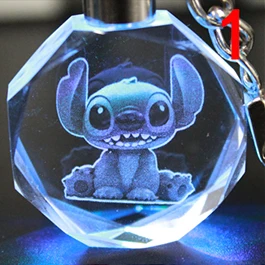 Lilo& stitch модный брелок со стразами из мультфильма аниме Хрустальный блестящий шар для косплея светодиодный брелок для автомобиля светодиодный брелок для ключей - Цвет: 1