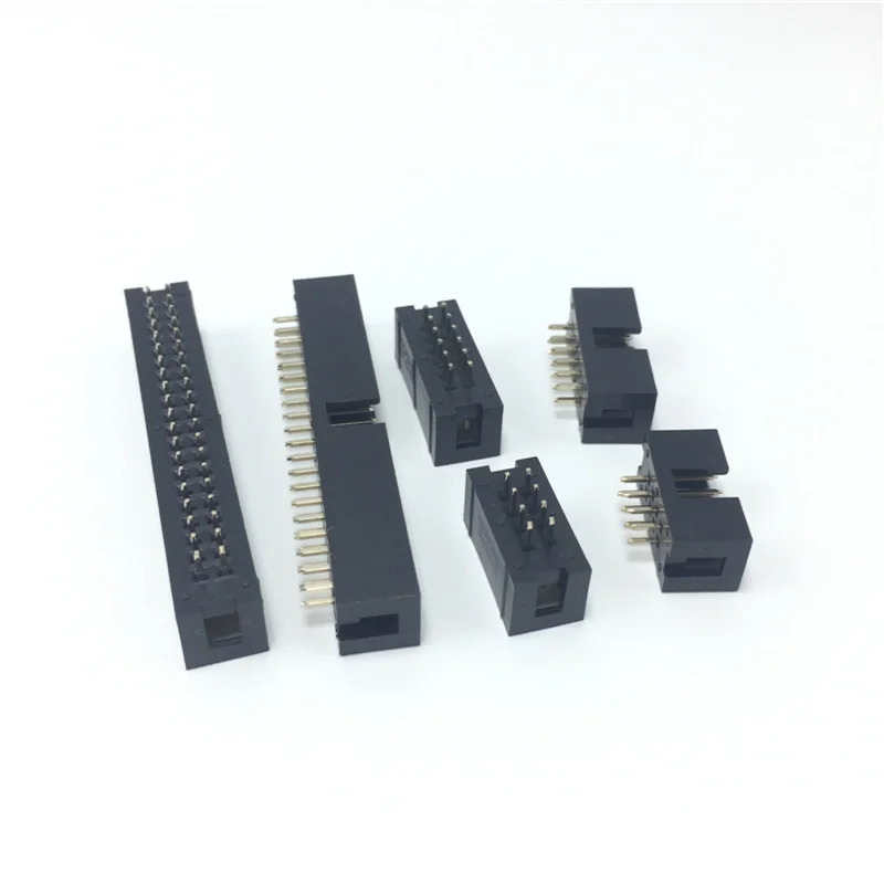 100PCS 2.54mm DC3 6/8/10/14/16/20/26/30/34/40/50 Pin 2x3/4/5/7/40P 50Pin Straight Male Shrouded PCB IDC Socket Box Header JTAG