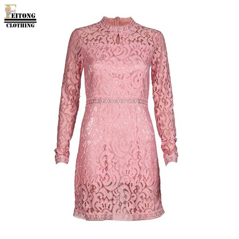 2017 женское винтажное платье Vestidos Mujer с длинным рукавом и круглым вырезом
