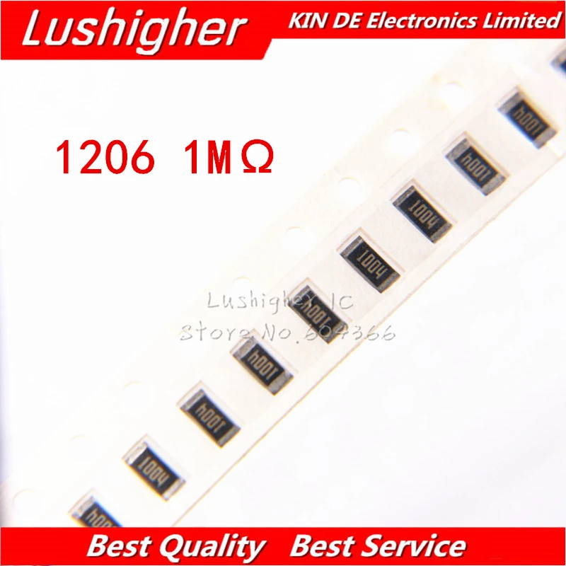 100 шт. 1206 SMD резистор 1% 1 м ом 1004 0 ком|Резисторы| |
