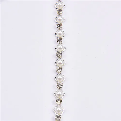 style 1 0.8cm width 1 ярд/партия, стразы AAA, отделка из прозрачного камня, жемчужный цветок, цепочка, свадебное украшение, аксессуары для рукоделия, сумки, обувь 1 см - Цвет: style 1 0.8cm width
